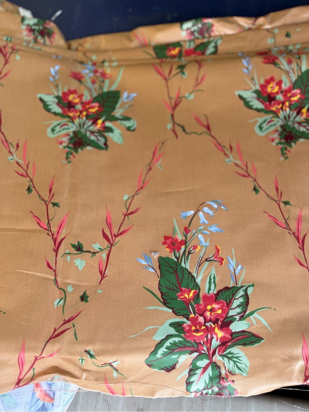 Vintage A Ramm Primulas Floral Fabric English Made Chintz Cottage Garden 15 yds - Picture 2 of 5